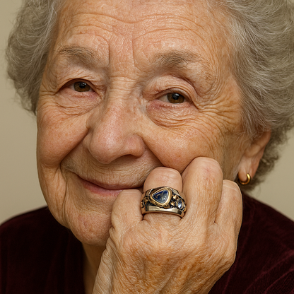 1+1 Offer: Vintage blue crystal ring