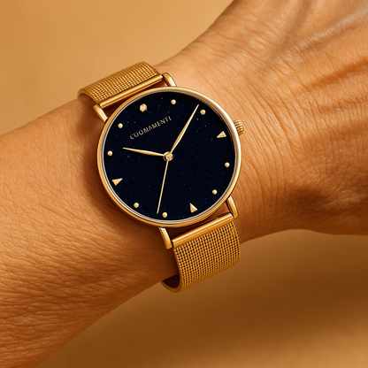 Hannah Martin Rose Gold Mesh Watch With Diamond Detailing
