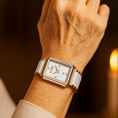 Exquisite Ceramic Square Quartz Timepiece With Flair