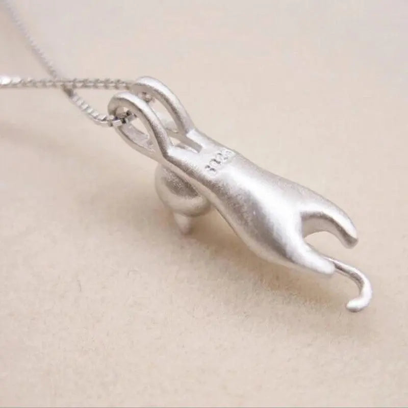 1+1 Offer: Silver Playful Kitty Necklace