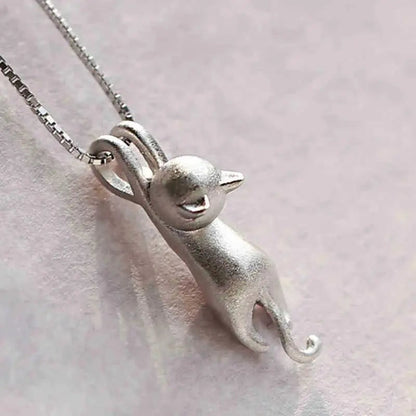 1+1 Offer: Silver Playful Kitty Necklace