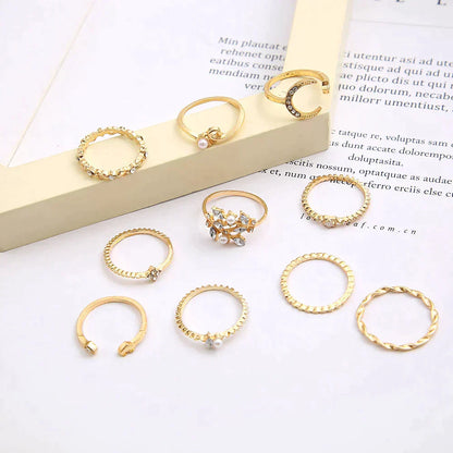 1+1 Offer: 10-Pack Bohemian Silver and Gold-Plated Rings