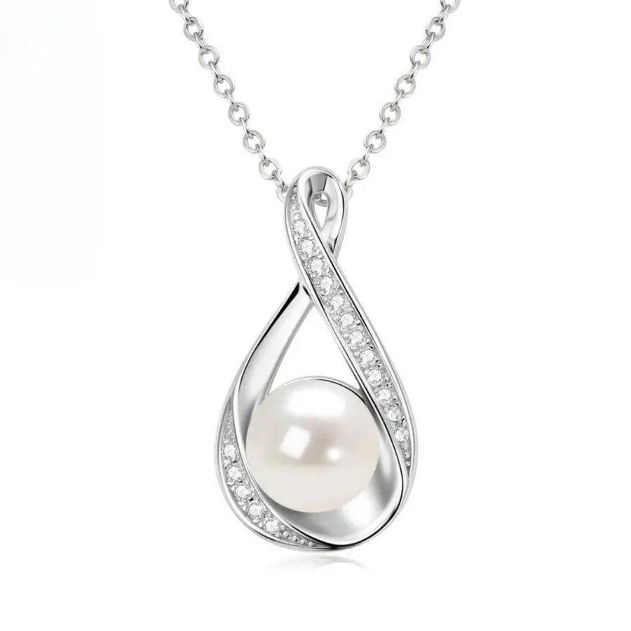 Gold Infinity Pendant with Freshwater Pearl