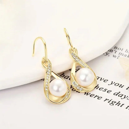Gold Pearl Earrings