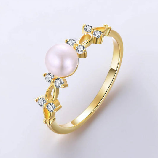 Freshwater Pearl Zircon Ring