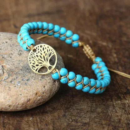 1+1 Offer: Bracelet Tree of Life Handmade Turquoise Stone