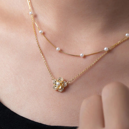 Double Layer Pearl Flower Necklace