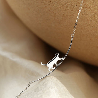 1+1 Offer: Climbing Cat Necklace in Silver