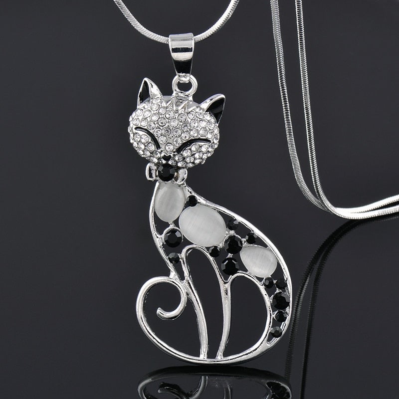 Love Cats Necklace made of Silver and set with Zirconia