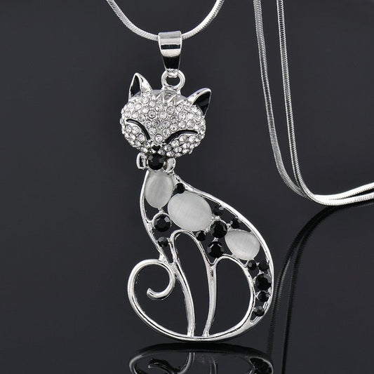 Love Cats Necklace made of Silver and set with Zirconia