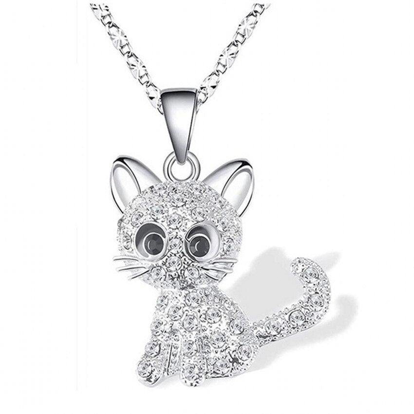 1+1 Offer: Silver Baby Kittens and Coloured Zirconia Necklace