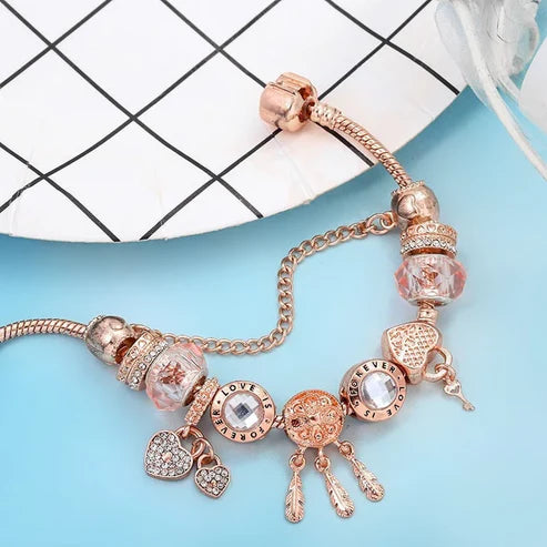 Rose Dreamcatcher Bracelet with Charms Included in Silver