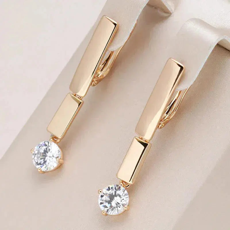 1+1 Offer: Earrings with Zirconia in Elegant Gold