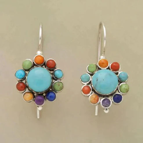 Multicolor Turquoise Round Earrings