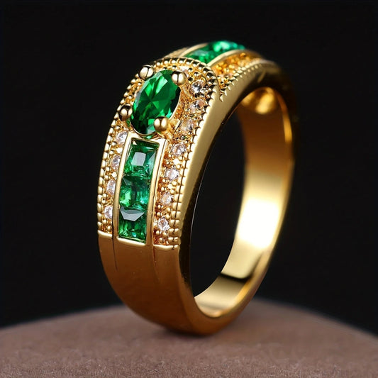 1+1 Offer: Green Bright Gold Ring