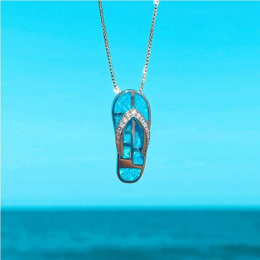 1+1 Offer: Flip Flop Necklace made of Opal and Silver