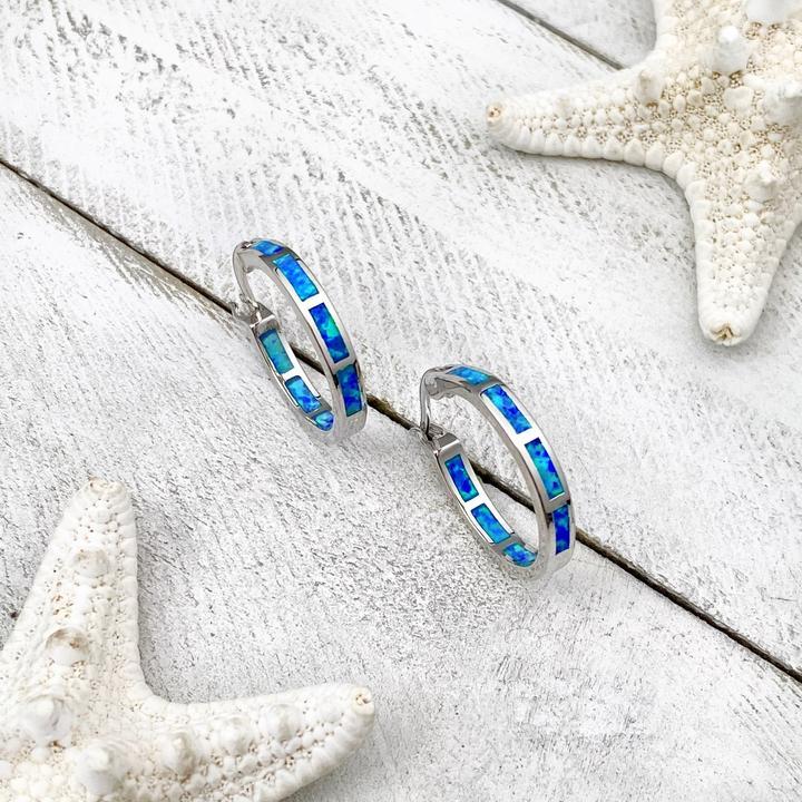 1+1 Offer: Blue Oceanic Opal Earrings in Silver