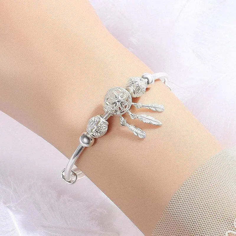 Silver Adjustable Dreamcatcher Bracelet