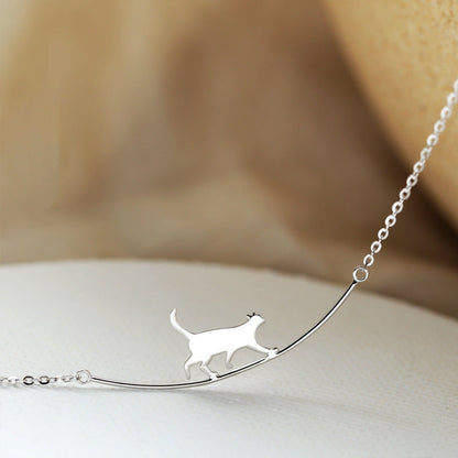 1+1 Offer: Climbing Cat Necklace in Silver