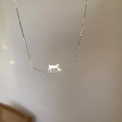 1+1 Offer: Climbing Cat Necklace in Silver
