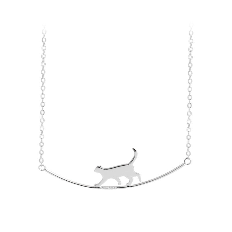 1+1 Offer: Climbing Cat Necklace in Silver