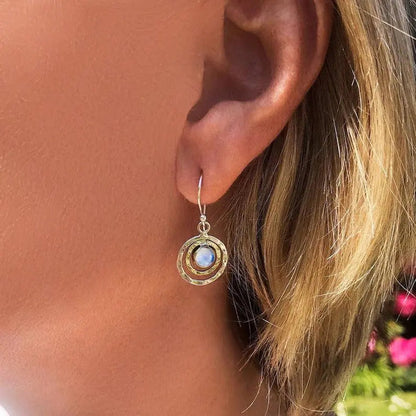 1+1 Offer: Boho Saturn with Turquoise Opal Earrings