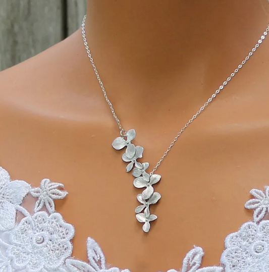 Silver Petals Necklace & Earrings