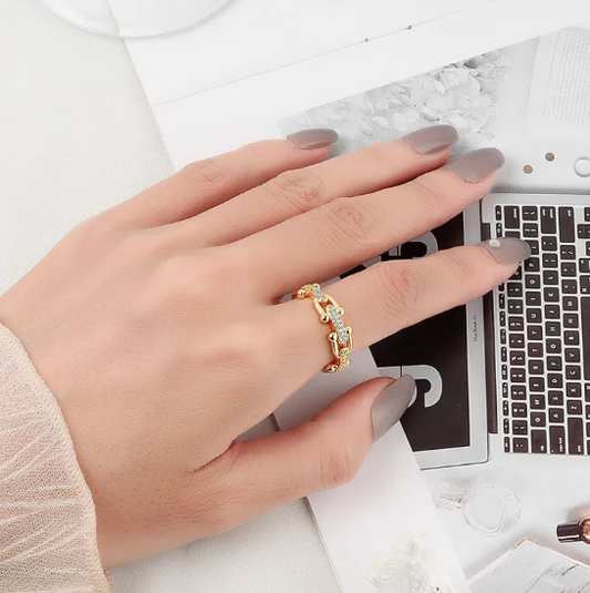 Horseshoe Chain Hollow Ring