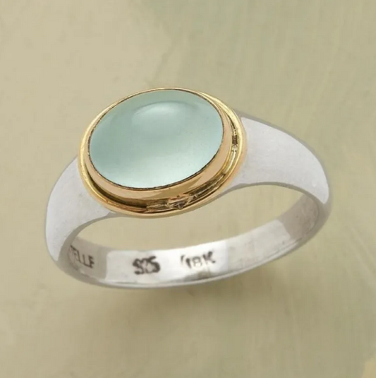 Silver Green Diamond Ring