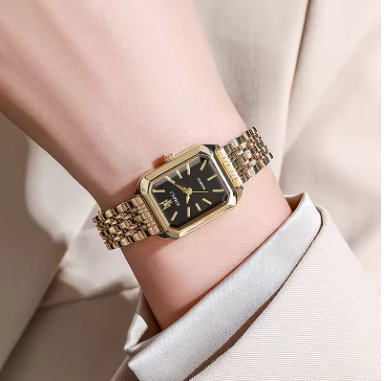Elegant Square Case Quartz Wristwatch Folding Clasp