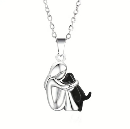 Fashion Little Girl And Dog Hug Necklace