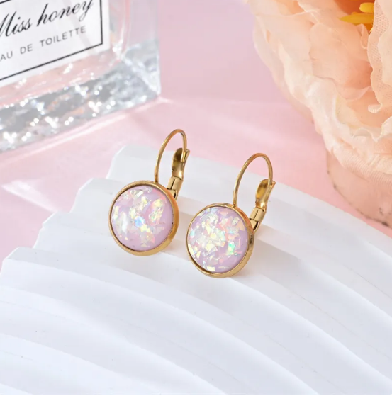 Sequin Rhinestone Stainless Steel Earrings