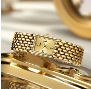 Extravagant Gold Tone Quartz Watch Stainless Steel