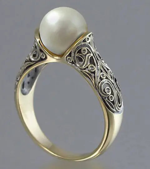 1+1 Offer: Vintage Pearl Golden Ring