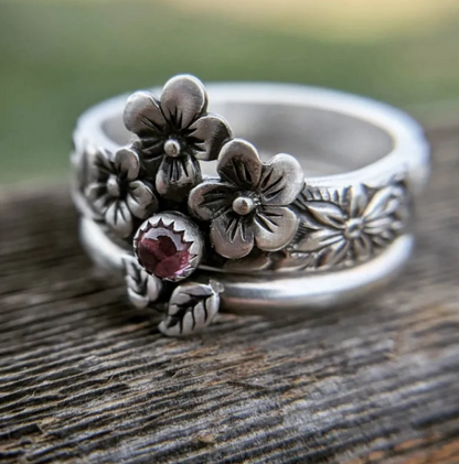 Vintage Flower Couple Rings