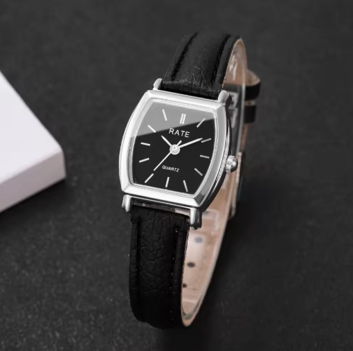 Extravagant Leather Strap Watch With Arabic Numerals