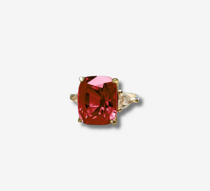 Josephine | Gold Ring With Red Zircon