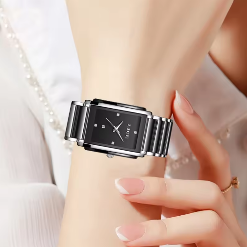 Exquisite Ceramic Square Quartz Timepiece With Flair