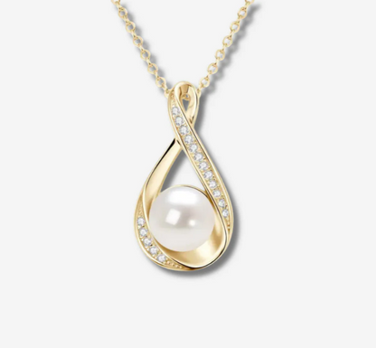 Gold Infinity Pendant with Freshwater Pearl