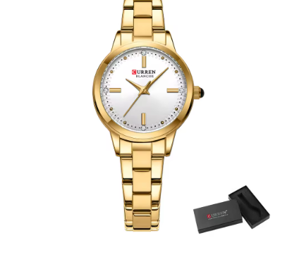 Luxurious Quartz Wristwatch with Polished Silver Dial