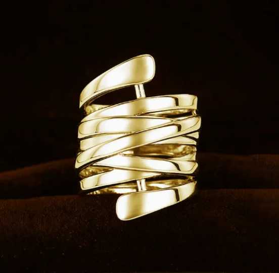 Geometric Metal Hoop Ring