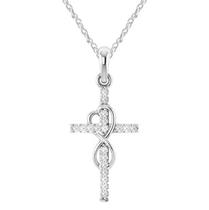 Diamond Alloy Cross Pendant Necklace