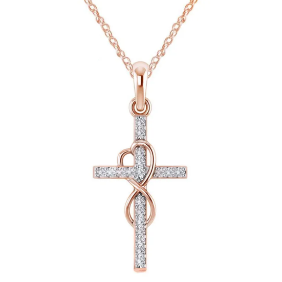 Diamond Alloy Cross Pendant Necklace