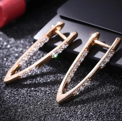 Rose Gold Zircon Inlaid Earrings
