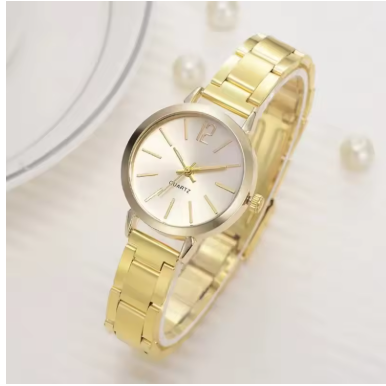 Elegant Golden Tone Stainless Steel Minimalist Watch