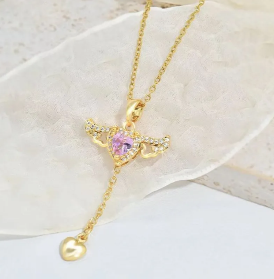 Cupid Heart Angel Wings Necklace