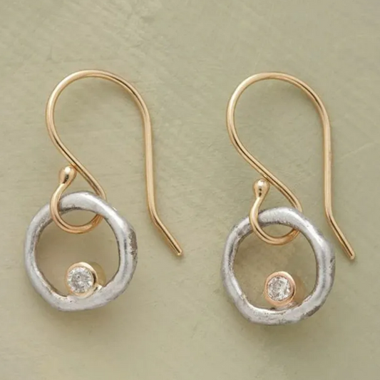 Irregular Circle Rhinestone Earrings