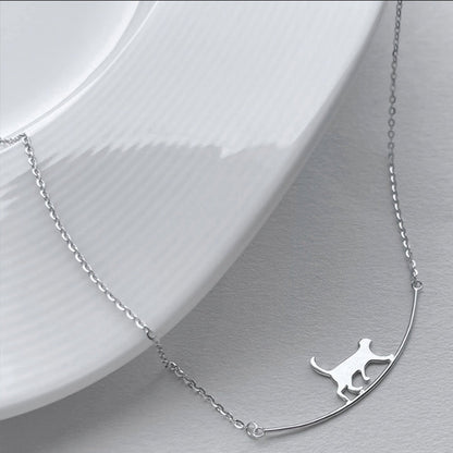 1+1 Offer: Climbing Cat Necklace in Silver