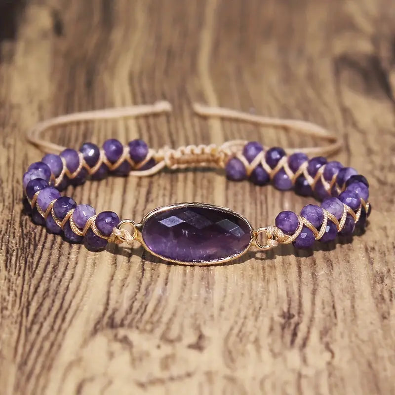 Elegant Natural Stone Charm Beaded Bracelet