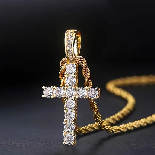 Iced Chics Hip Hop Cross Pendant Necklace
